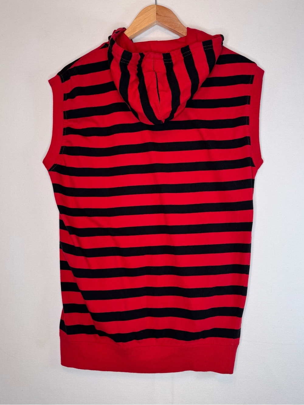 Smoke Rise Sleeveless Skater Hoodie size XL Y2K grunge full zip black red stripe - Picture 6 of 6